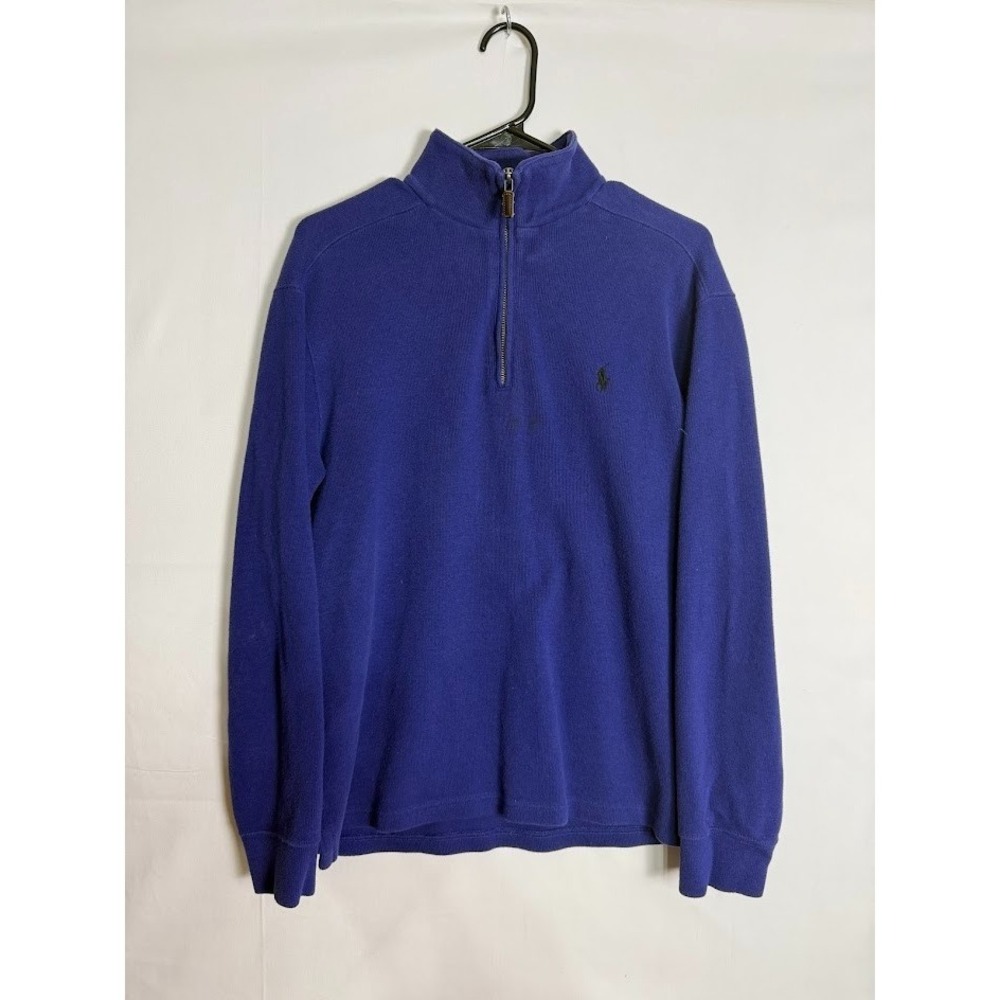 Polo Ralph Lauren Quarter Zip Sweater Mens M BLue Cotton Pony Pullover